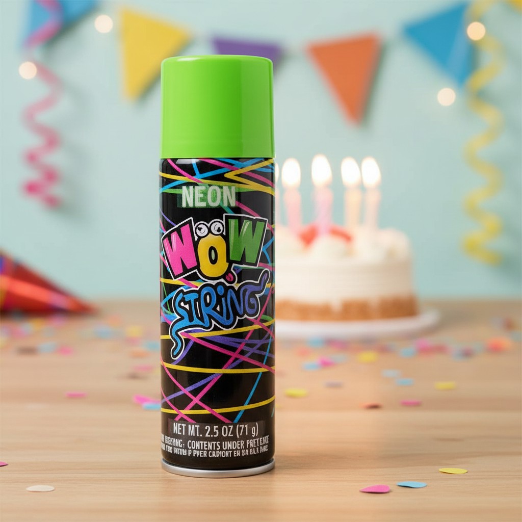 Neon Wow String Spray Party Foam Can for Birthday Celebration, Holi Events & Fun Party Activities